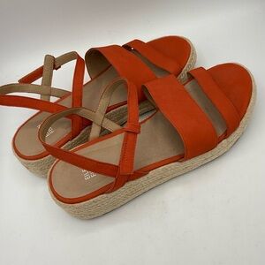Eileen Fisher Womens Devi Platform Espadrille Sandal Size 11 Orange Open Toe